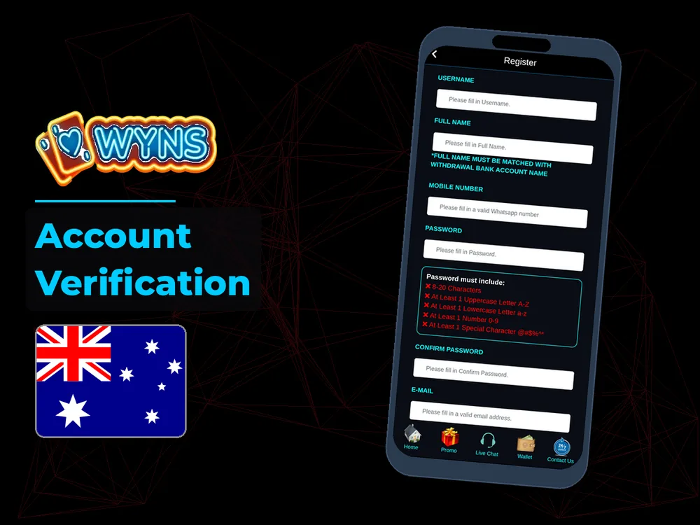 wyns - Account Verification