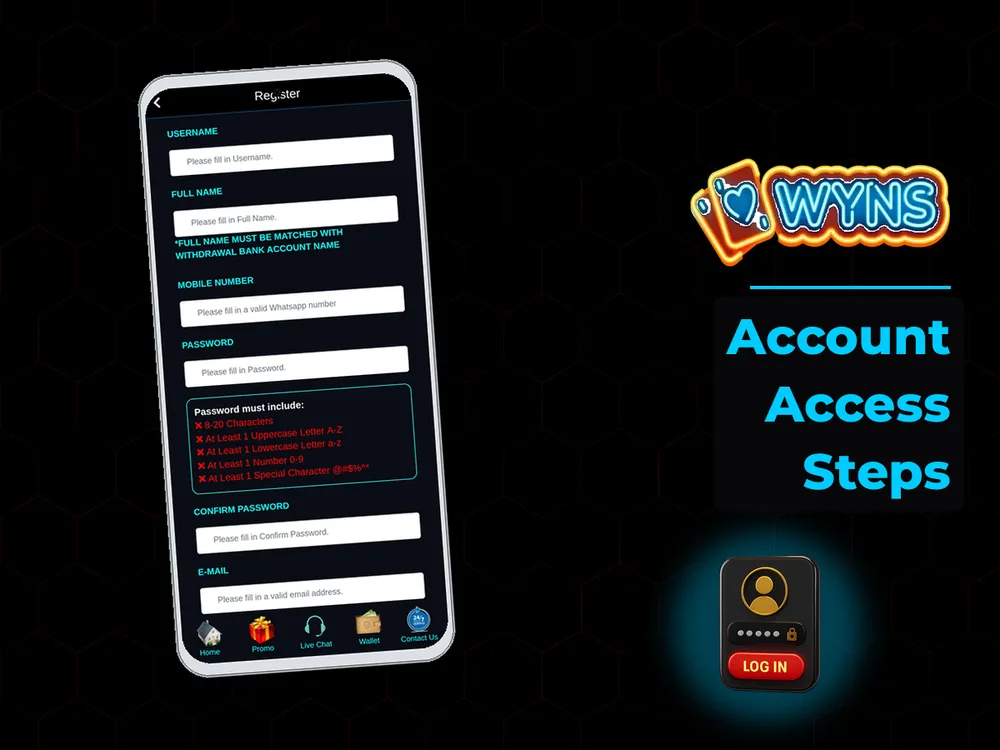 wyns - Account Access Steps